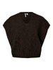 PCALLIE SL V-NECK KNIT VEST NOOS BC Hot Fudge melange pieces debardeur gilet donkerbruin v-hals