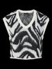 PCMYNTHE SL V-NECK KNIT VEST BC cloud dancer black zebra pieces zwart beige wit debardeur zebraprint v-hals