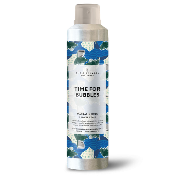 The gift label douche schuim shower foam time for bubbles mandarin musk