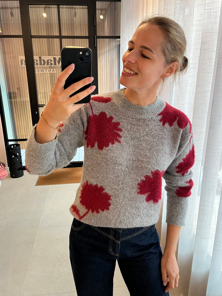 wild pony 53W/10631 trui bordeaux bloemen
