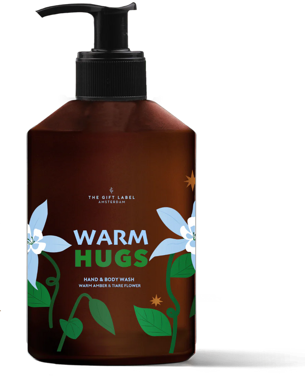 The gift label handzeep hand soap warm hugs warm amber & tiaré flower vegan 