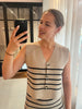FQani waistcoat SIMPLY TAUPE MEL. W. BLACK freequent top debardeur v-hals knopen bruin beige zwart gestreept