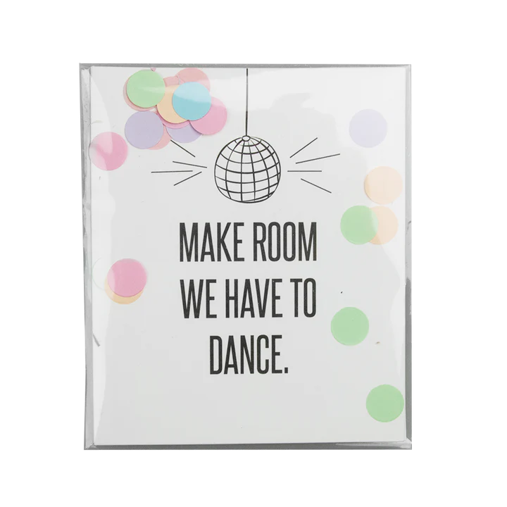 the gift label confetti cards make room we have to dance cadeaukaart