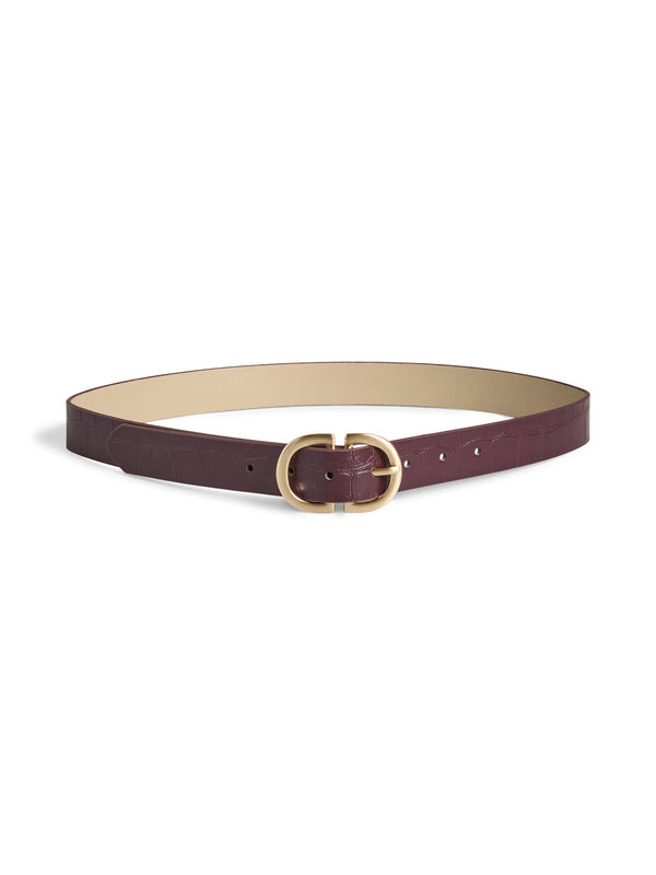 PCJUVA CROCO JEANS BELT NOOS WB PU winetasting pieces riem bordeaux goud