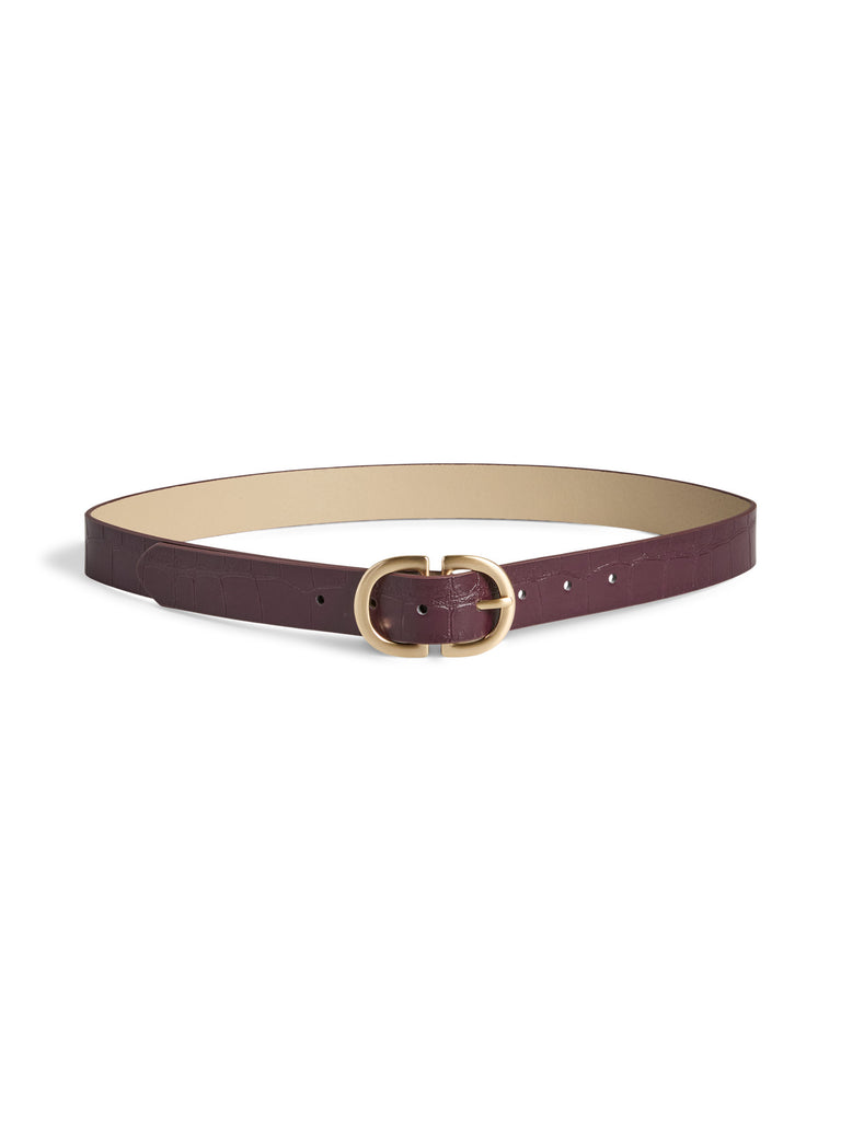 PCJUVA CROCO JEANS BELT NOOS WB PU winetasting pieces riem bordeaux goud
