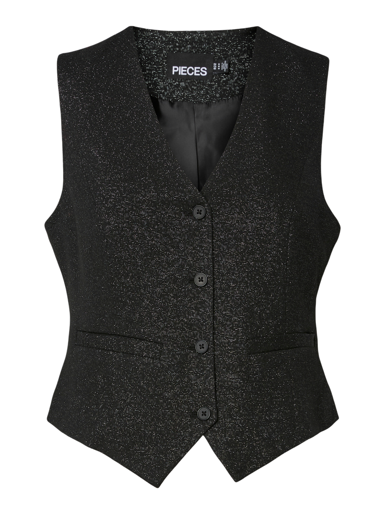 PCBOSELLA GLITTER VEST NOOS black pieces gilet glitter zwart kostuum