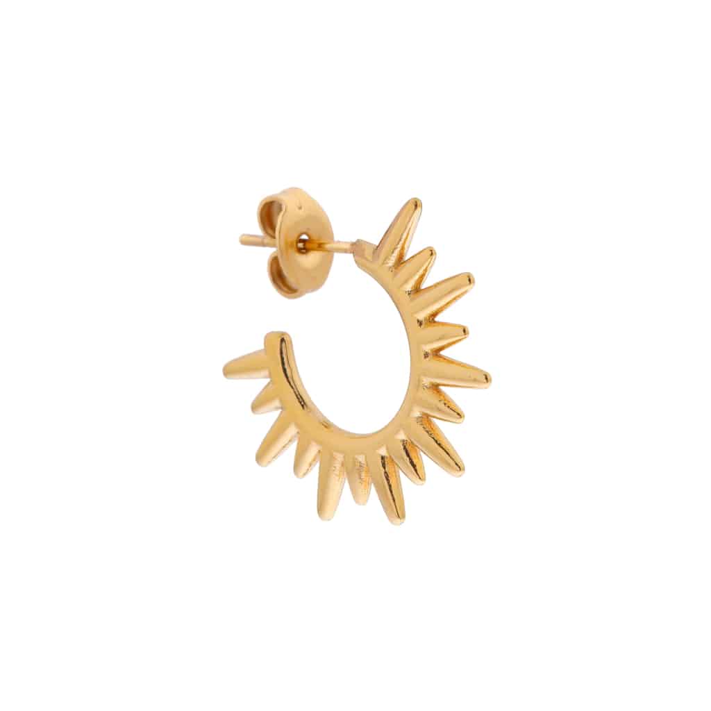 Label kiki half sun hoop gold oorbel stainless steel hanger oorring zon goud