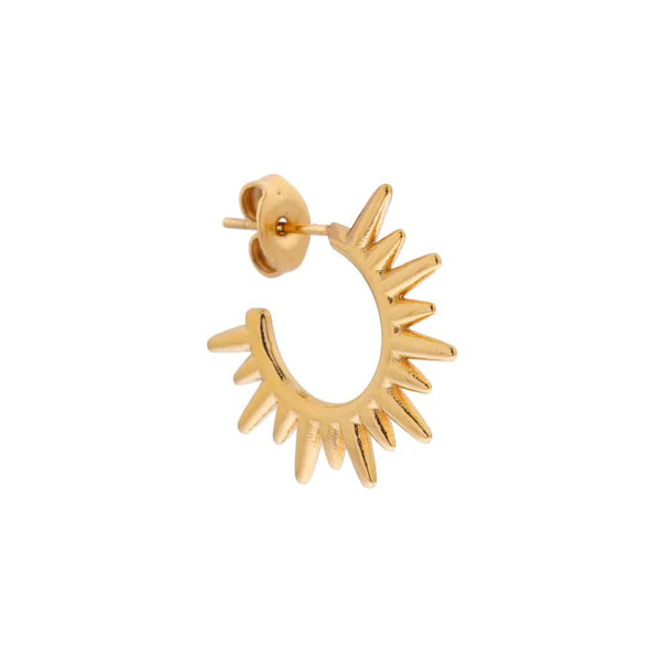 Label kiki half sun hoop gold oorbel stainless steel hanger oorring zon goud