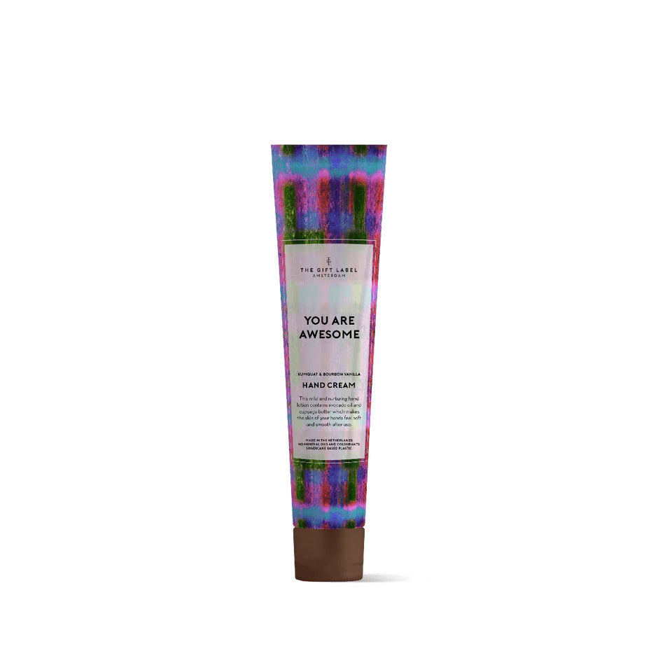 the gift label hand cream tube handlotion you are awesome kumquat and bourbon vanilla