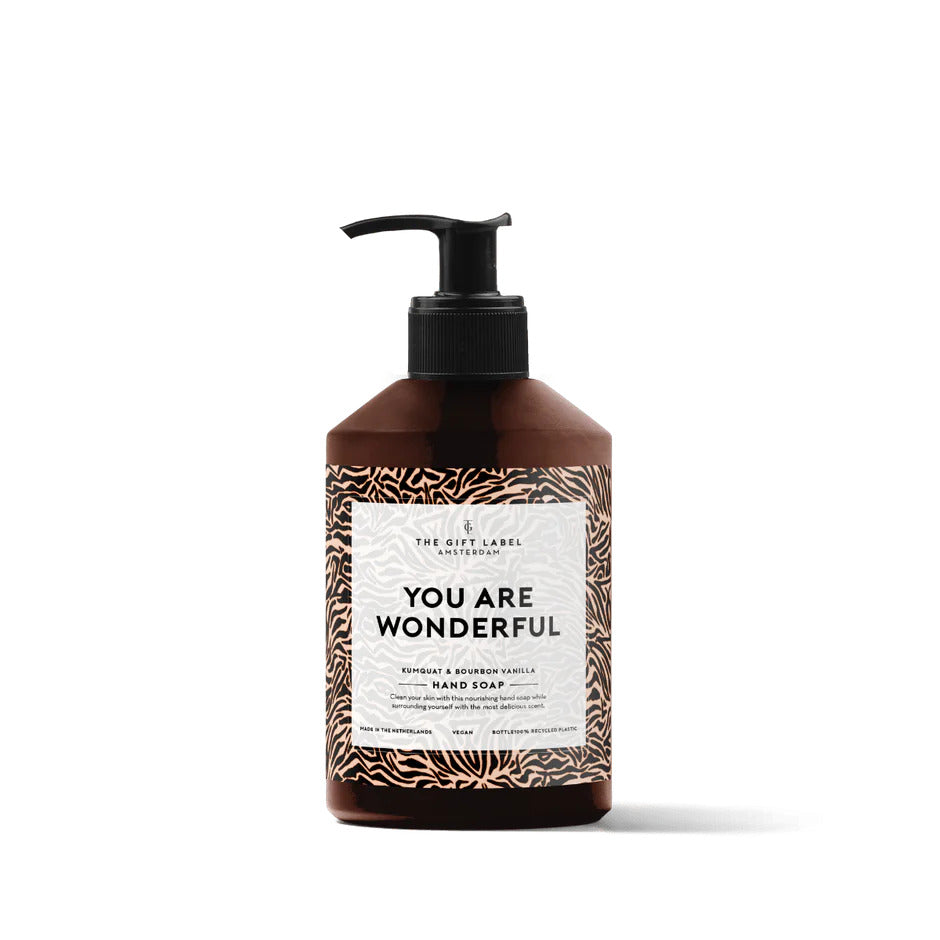 The gift label handzeep hand soap you are wonderful kumquat bourbon vanilla vegan 