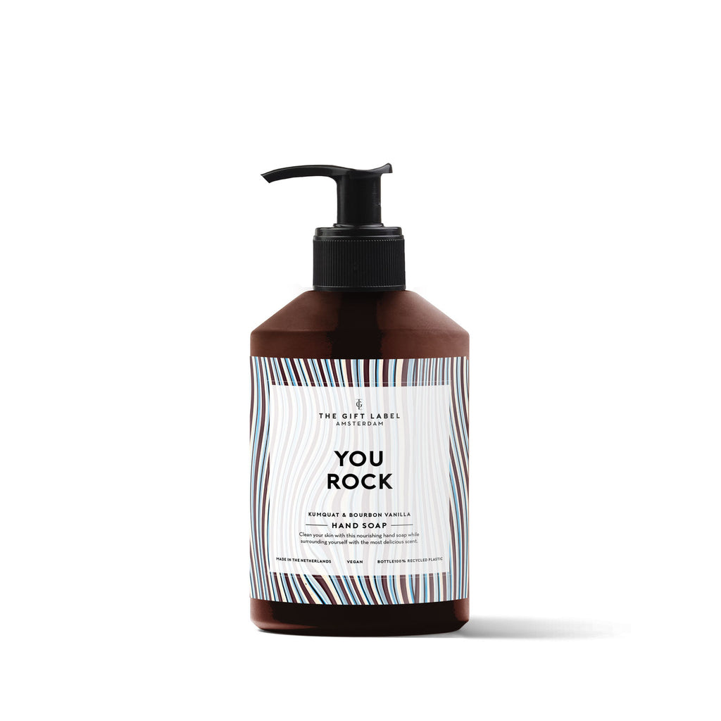 The gift label handzeep hand soap you rock kumquat bourbon vanilla vegan 