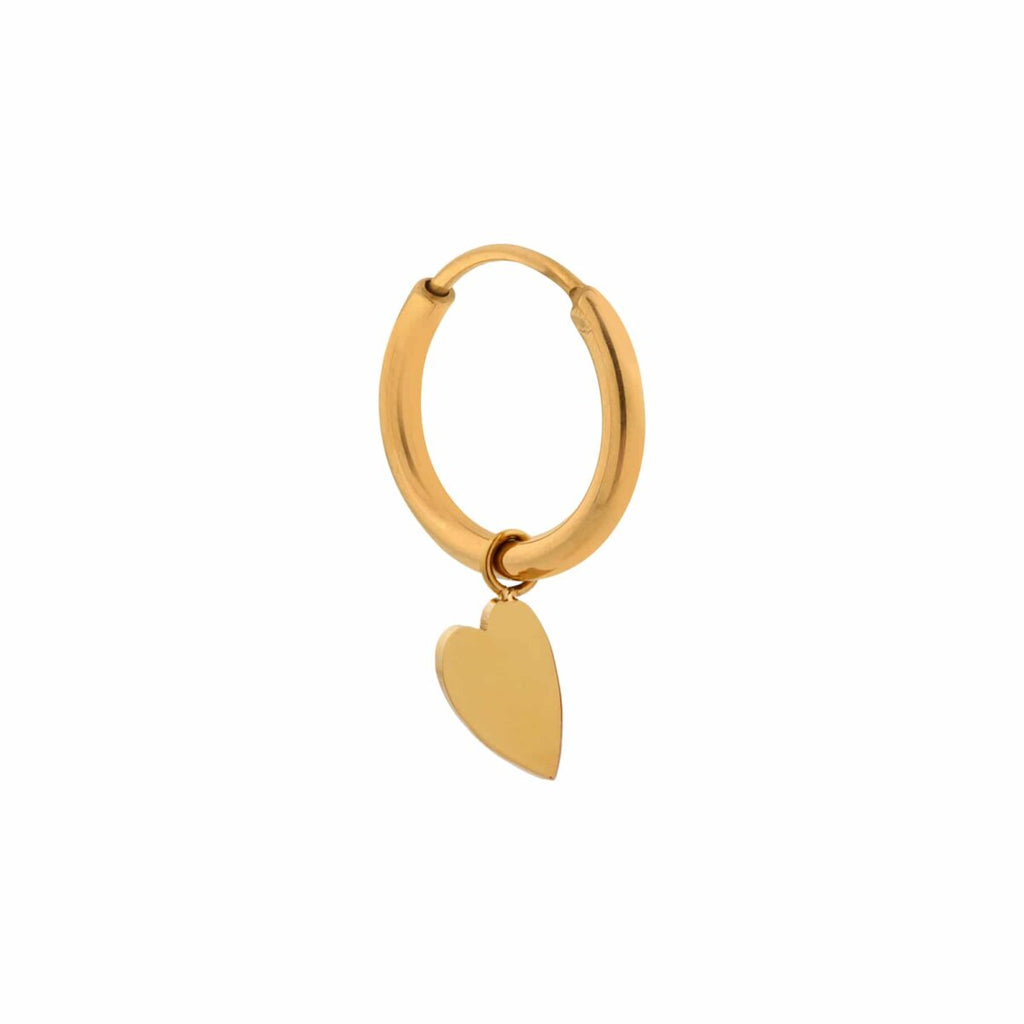 Label kiki heart hoop gold oorbel stainless steel hart hanger