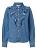 PCEVA LS RUFFLE SHIRT DNM jeanshemd pieces blauw denim