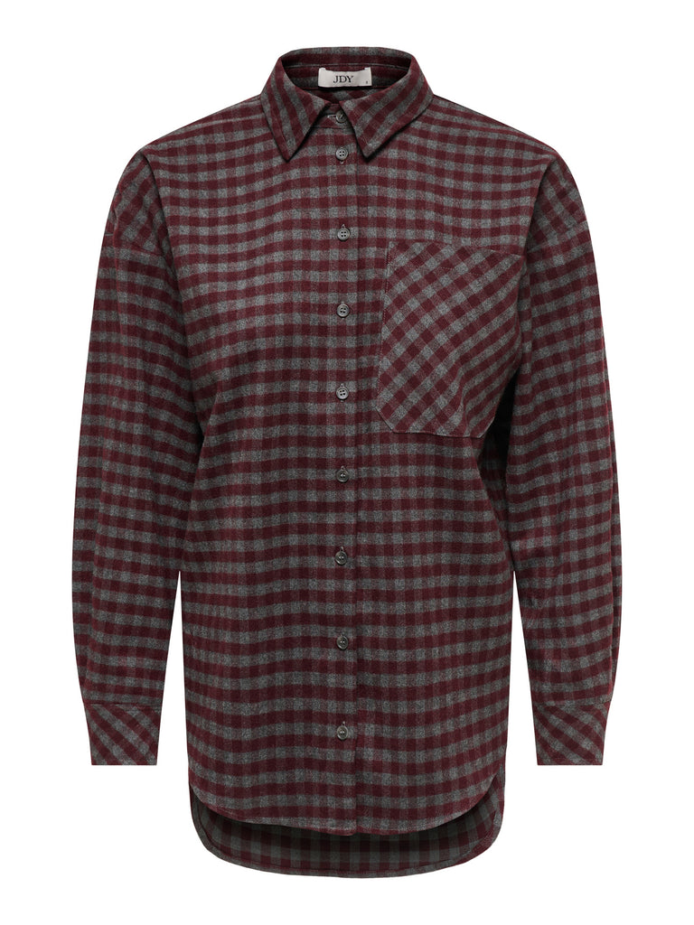 JDYPALIA L/S CHECK SHIRT WVN hemd ruitjes geruit bordeaux grijs