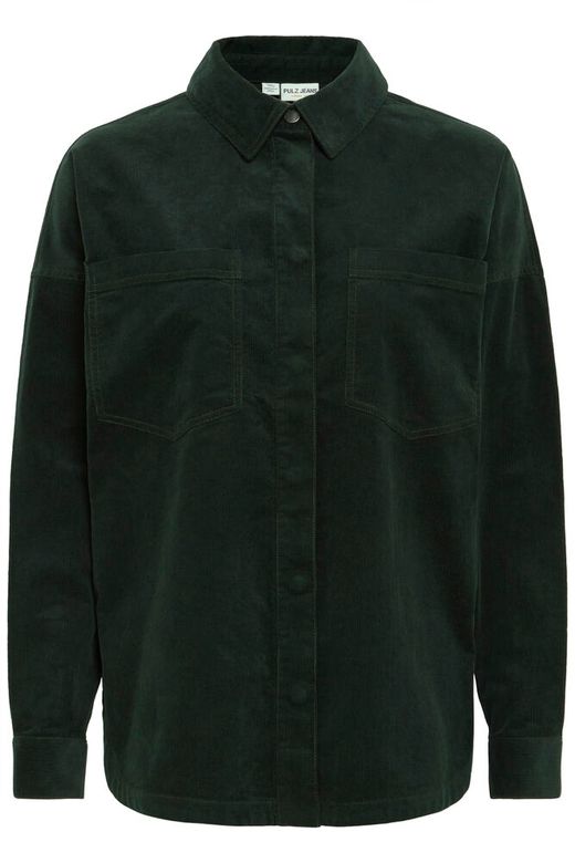 PZSALLY LS SHIRT jet set green pulz jeans Hemd ribfluweel donkergroen