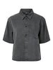 PCSMIDI SS DENIM SHIRT dark grey denim jeanshemd korte mouwen grijs