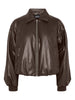 PCLARA PADDED COATED BOMBER JACKET WB BC hot fudge jas faux leather PU donkerbruin