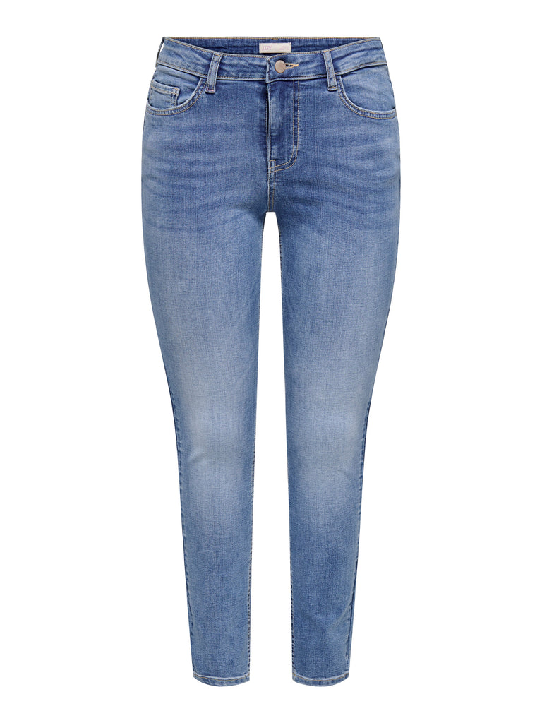 JDYfina mw skinny ank jns mb noos medium blue denim halfhoge taille enkellengte blauw