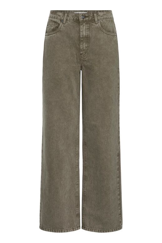 PZGIANNI UHW Jeans Wide Leg grape leaf pulz jeans wijde pijpen hoge taille grijsgroen