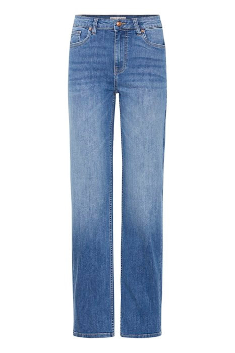 PZjoyy hw jeans straight leg medium blue denim pulz jeans rechte pijpen medium blauw hoge taille