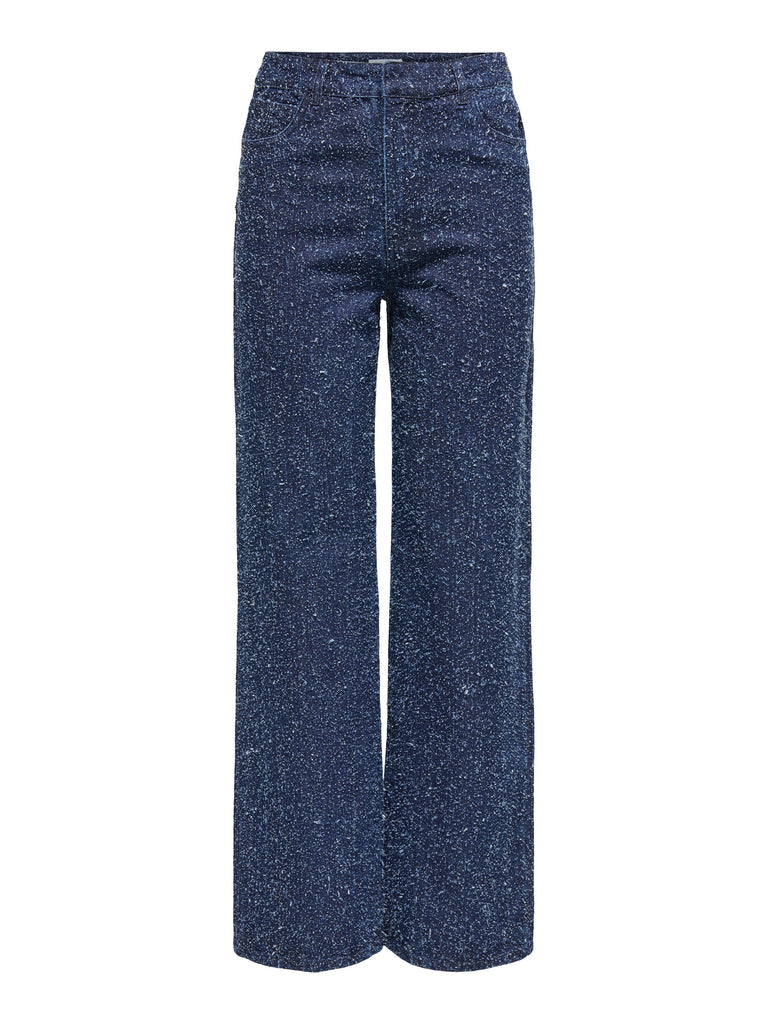 JDYLADYHW WIDE JEANS DNM dark blue denim jeans hoge taille blauw