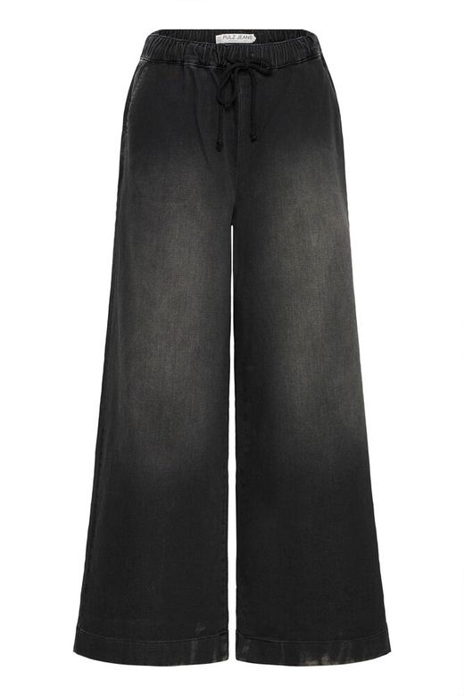 PZraven hw pant black pulz jeans hoge taille zwart grijs afgewassen wijde pijpen
