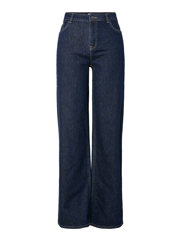 PCSILKE MW WIDE JEANS DB NOOS BC dark blue denim pieces