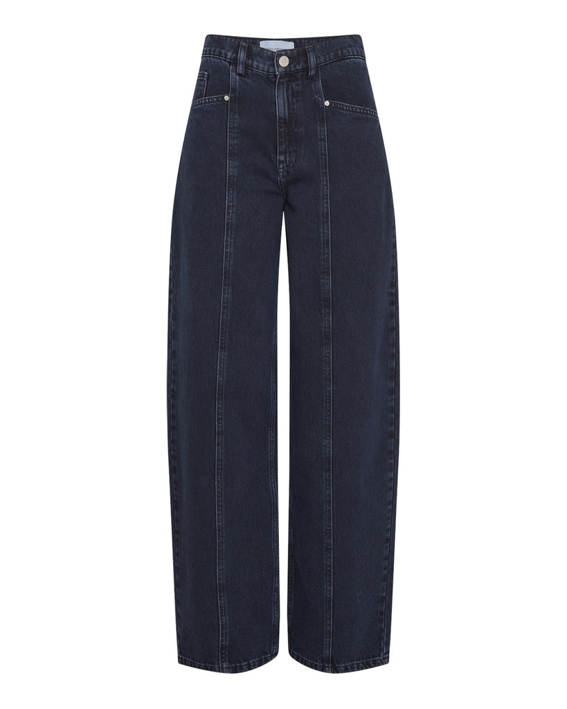 MSCHUtta Evi HW Tapered Jeans blue black wash msch copenhagen jeans donkerblauw barrel
