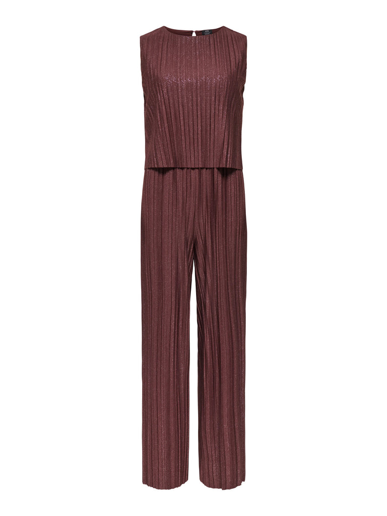 JDYLACY S/L PLISSE JUMPSUIT JRS rum raisin glitter bruin