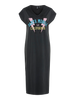 PCANN SS LONG DRESS FC BC black washed santa monica pieces lange jurk stoer korte mouwen v-hals print california splitjes