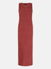 Ydence knitted dress ariel brick red lange mouwloze jurk steenrood