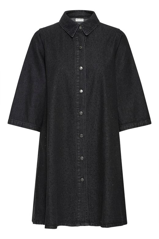 PZDECOLE DRESS black denim pulz jeans a-lijn jurk jeansjurk zwart steentjes glitters