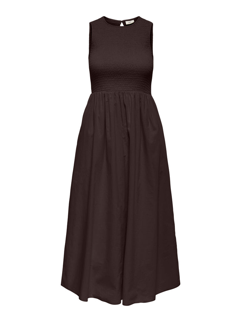 JDYDIEGO S/L SMOCK MIDI DRESS WVN NOOS chocolate torte halflange jurk donkerbruin chocoladebruin bruin