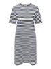 JDYISA S/S DRESS JRS DIA cloud dancer stripe sky captain jurk donkerblauw wit gestreept korte mouwen