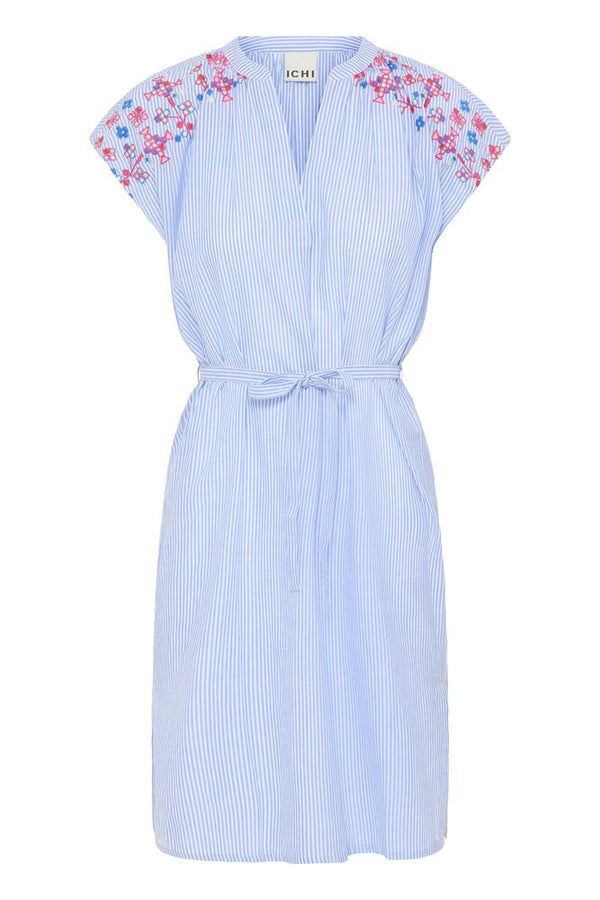 IHKALTHEA DR blue white stripe ichi jurk wit blauw gestreept 