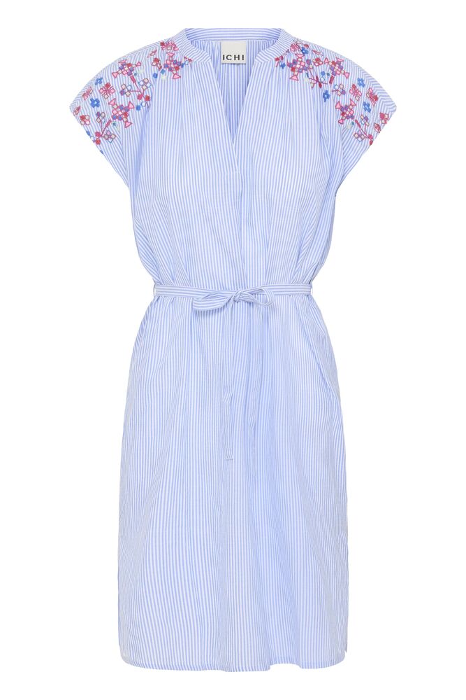 IHKALTHEA DR blue white stripe ichi jurk wit blauw gestreept 
