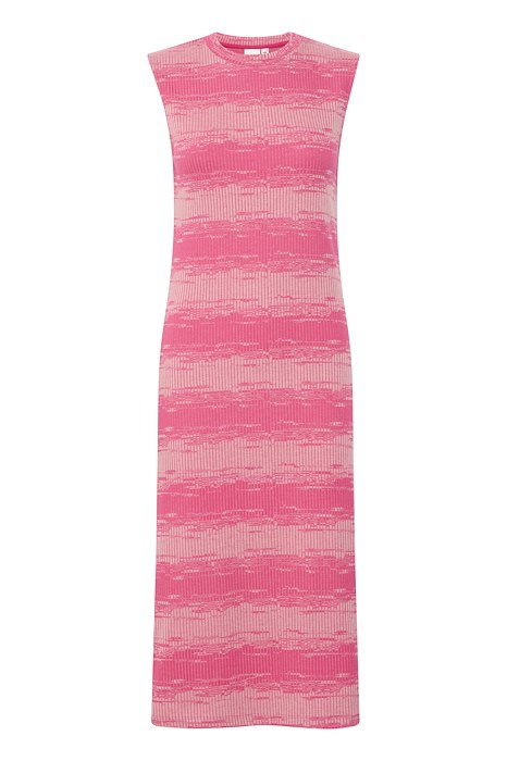 IHodela dr2 ichi aansluitende elastische jurk mouwloze ronde hals roze bright rose