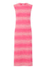 IHodela dr2 ichi aansluitende elastische jurk mouwloze ronde hals roze bright rose