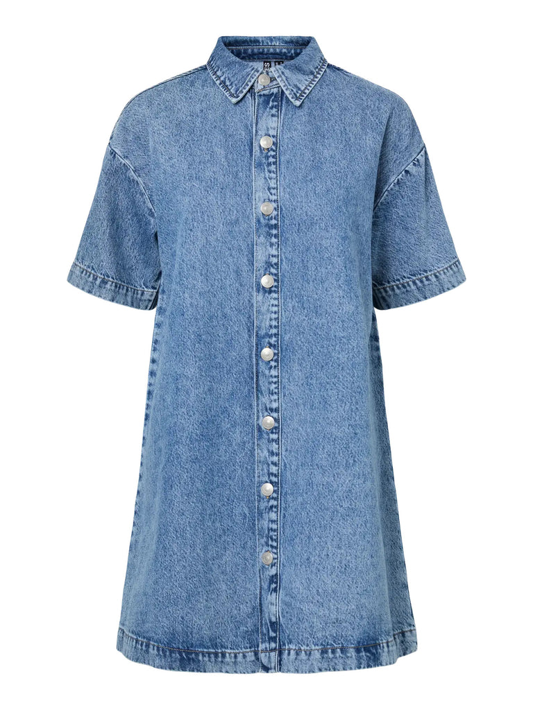PCSKY SS A-SHAPE DENIM DRESS NOOS BC medium blue denim pieces jeansjurk