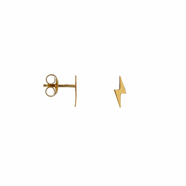 Label kiki stud lightning gold stud oorbel stainless steel bliksemschicht oorsteker goud