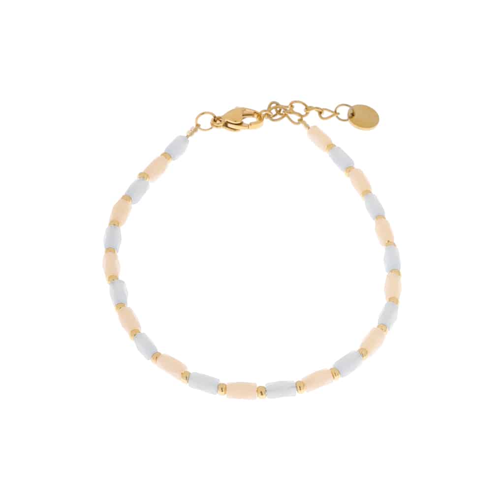 Label kiki ocean terra bracelet gold stainless steel goud armband blauw beige