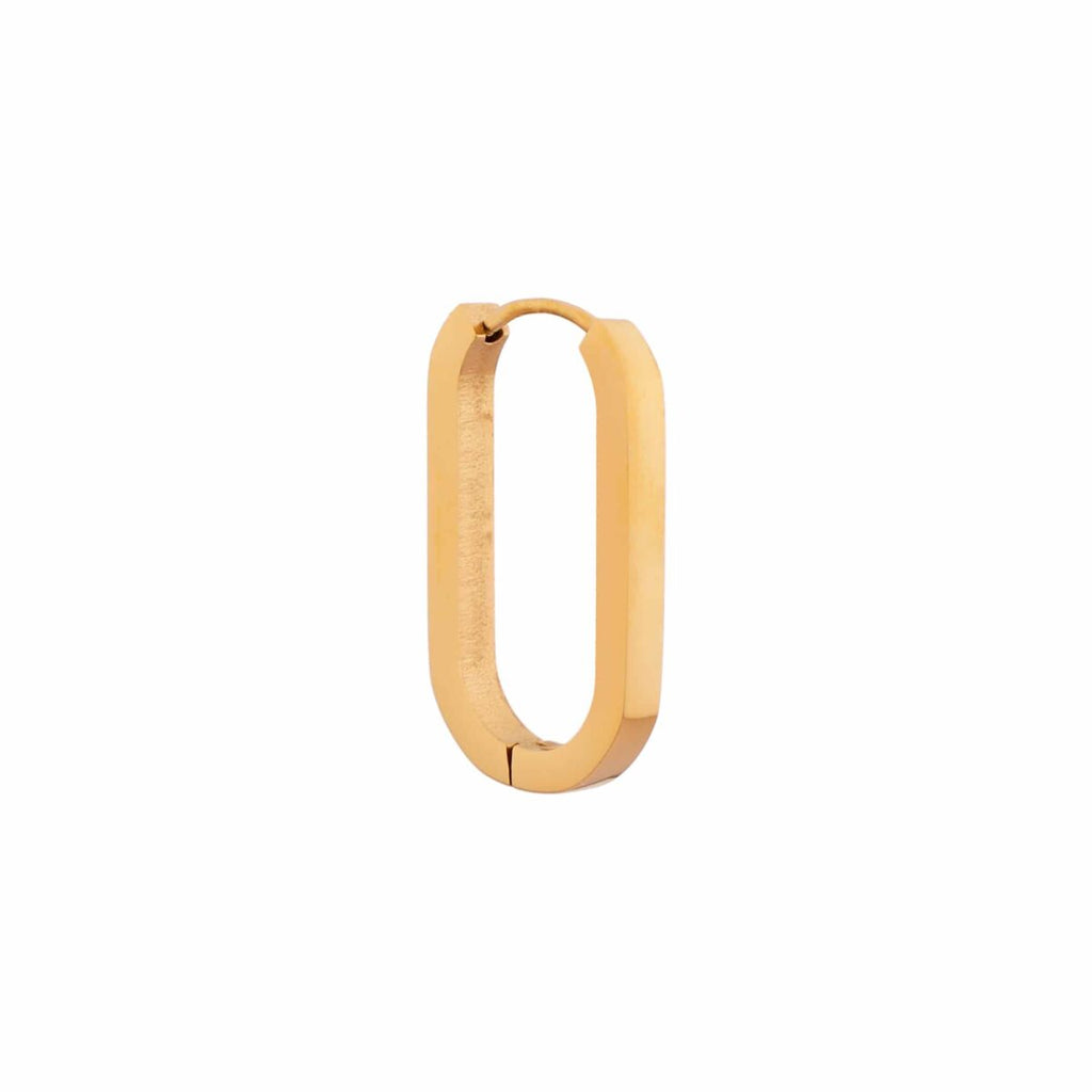 Label kiki oval hoop gold oorbel stainless steel hanger oorring ovaal goud