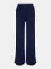Ydence pants solange navy geklede elegante broek wijde rechte pijpen elastische tailleband donkerblauw