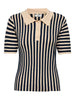 JDYNOLA 2/4 COLLAR PULLOVER KNT Tapioca CABERNET polo blauw beige gestreept