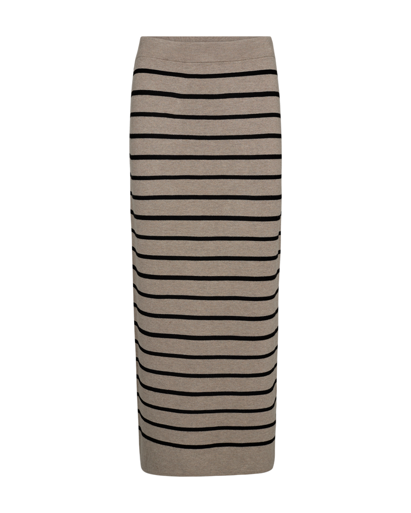 FQani skirt SIMPLY TAUPE MEL. W. BLACK freequent rok bruin beige zwart gestreept