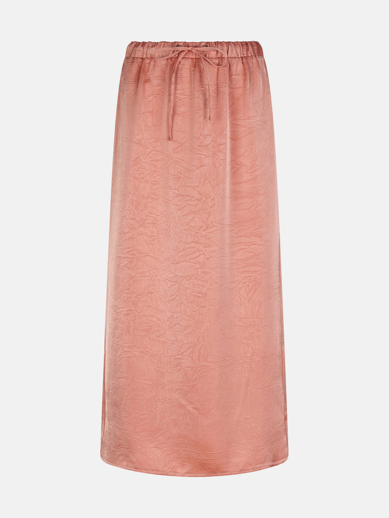 Ydence skirt atel salmon lange rok zalmroze satijn glanzend