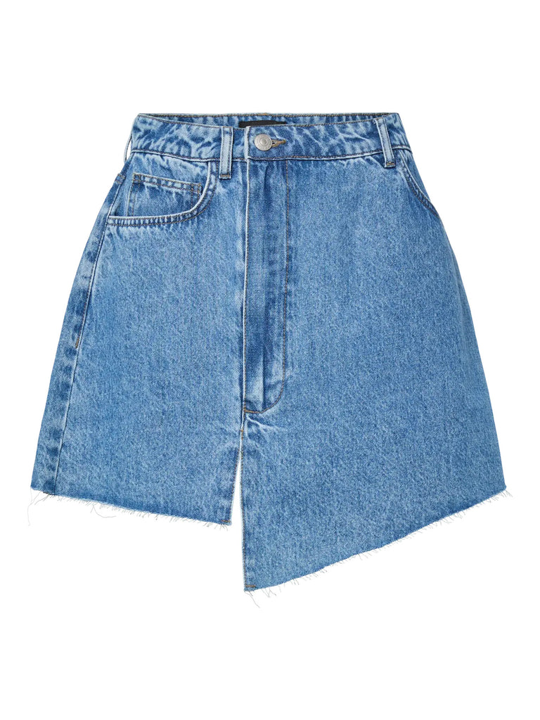 PCtasha hw asymmetric denim skirt medium blue denim pieces asymmetrische jeansrok blauw