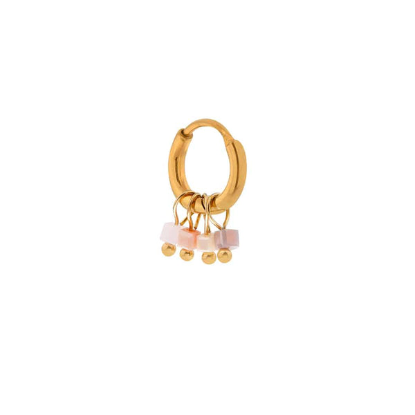 Label kiki sand dune hoop gold oorbel stainless steel hangertjes goud pastel roze grijs