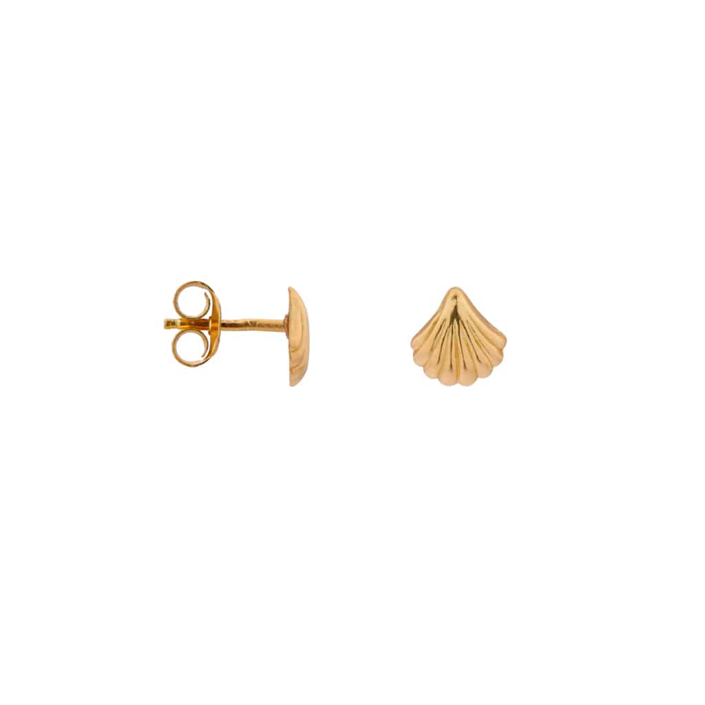 Label kiki stud shell gold stud oorbel stainless steel schelp oorsteker goud