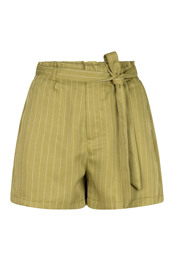 Lofty Manner short giovanna green white short hoge taille groen wit gestreept paperbag